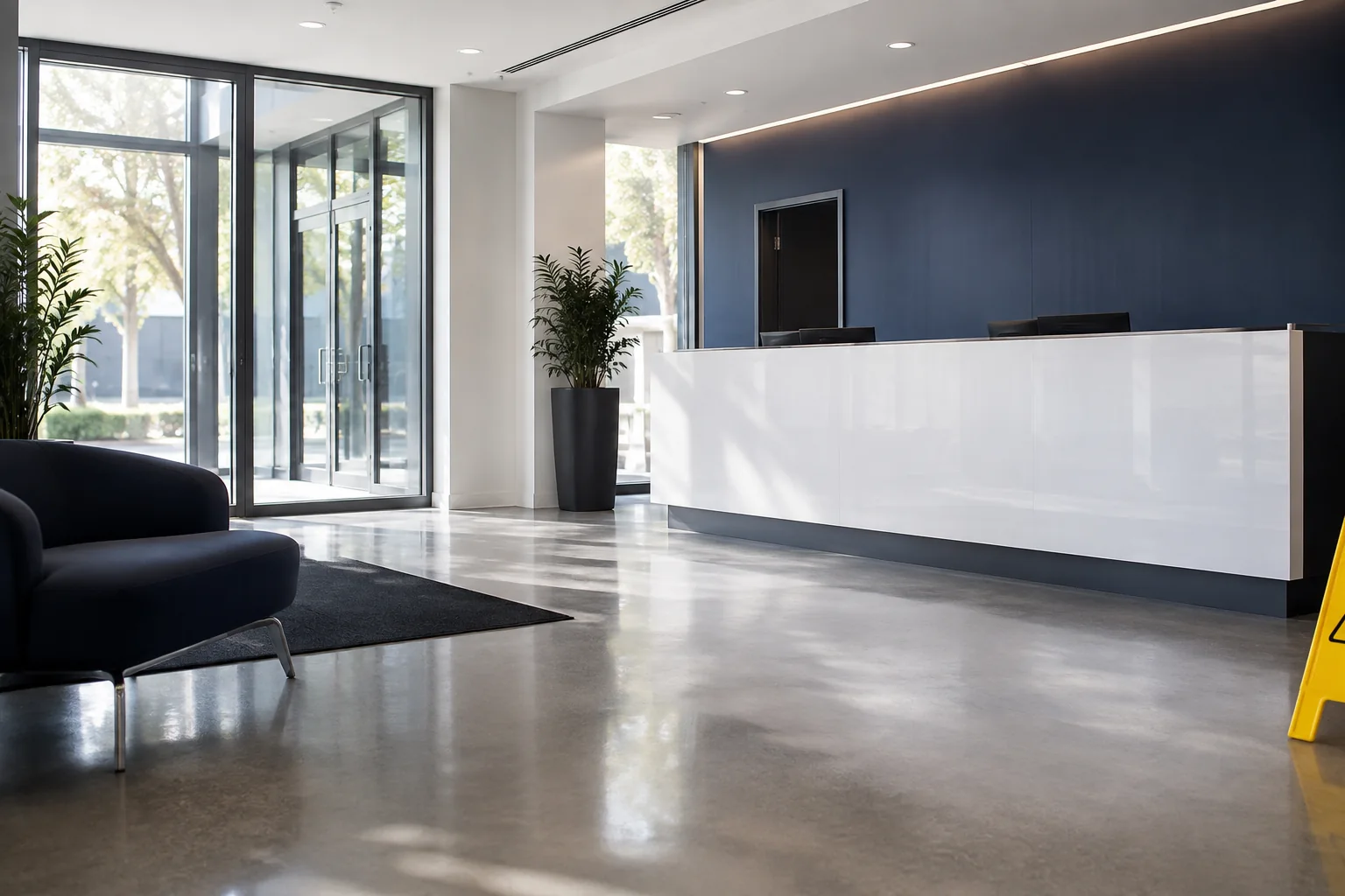 Office reception presented before the working day